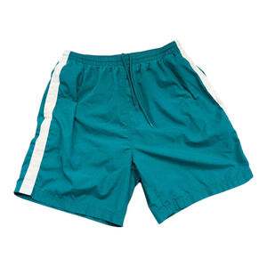 '90s Green and White Longer Athletic Shorts